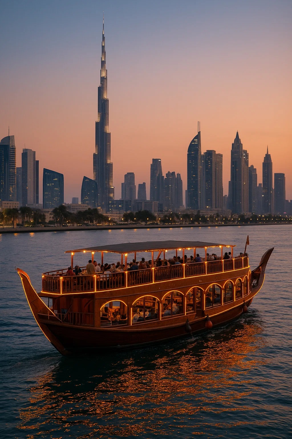 Dubai dhow cruise and skyline tour experience